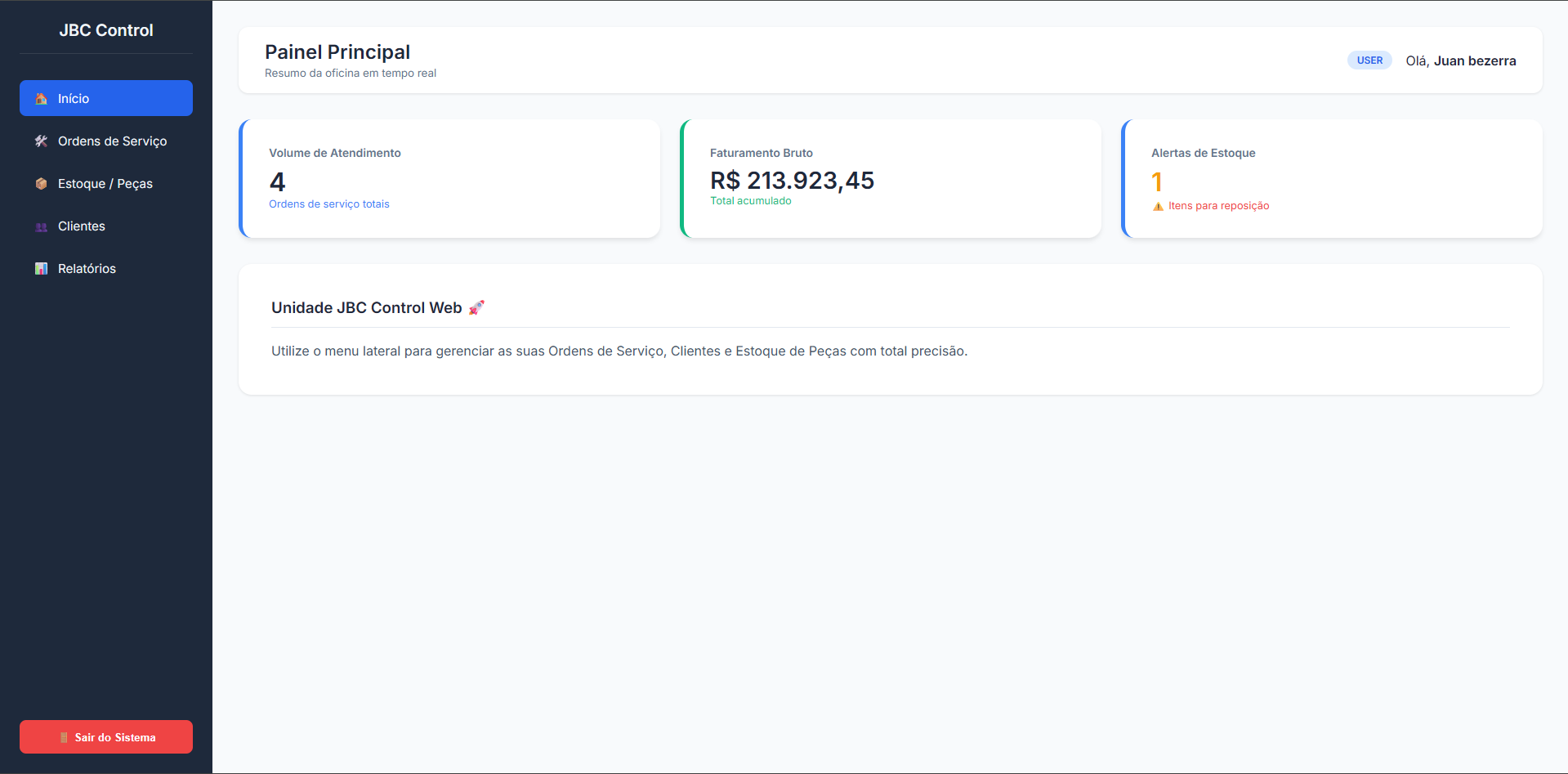 JBC Control — Início